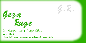 geza ruge business card